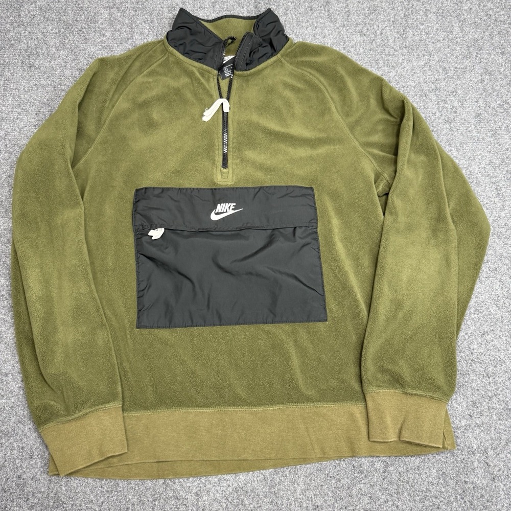 Nike Sweater Mens Medium Green Sportswear 1/4 Zip Anorak Pullover Sweatshirt - Picture 3 of 6